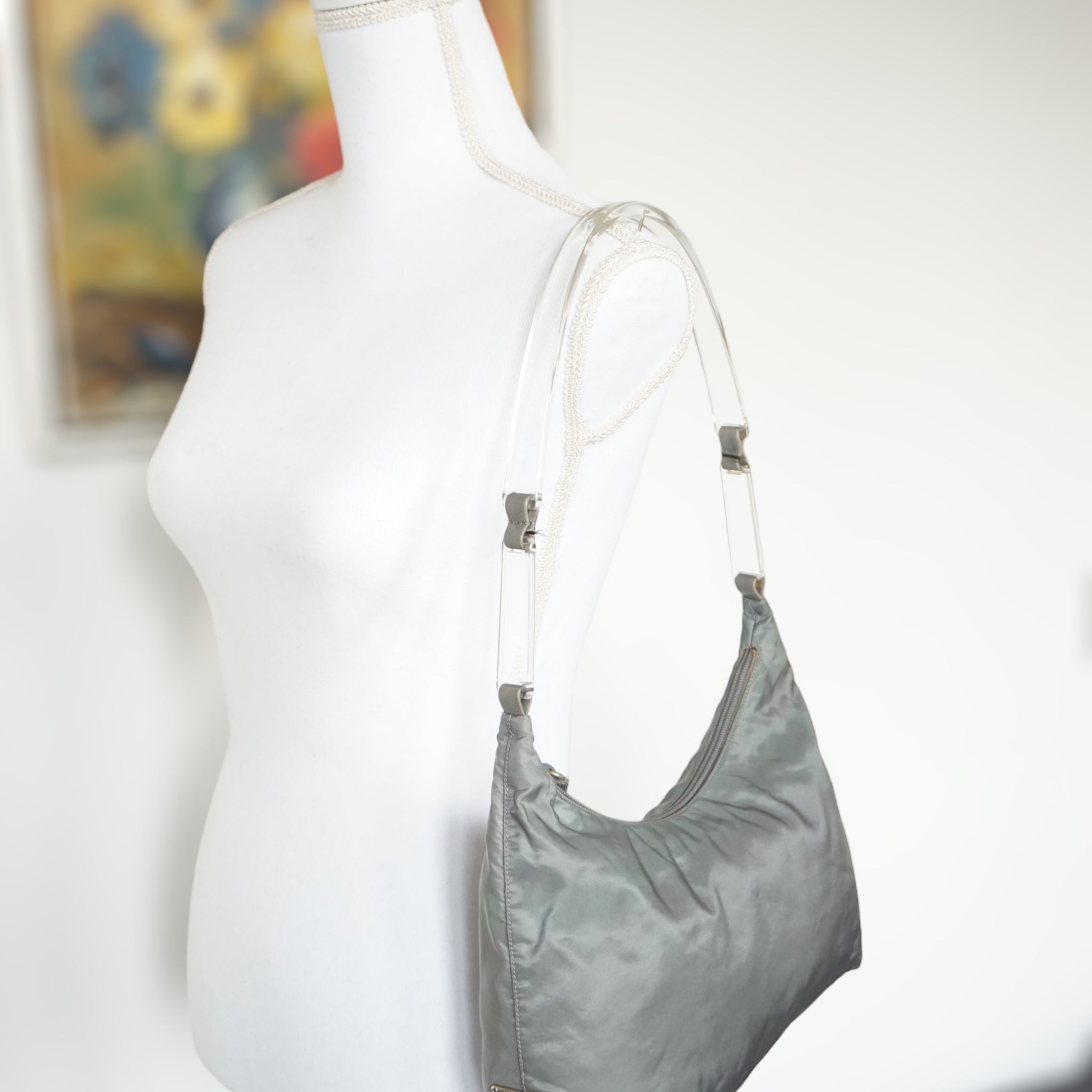 Prada Gray Shoulder Bag