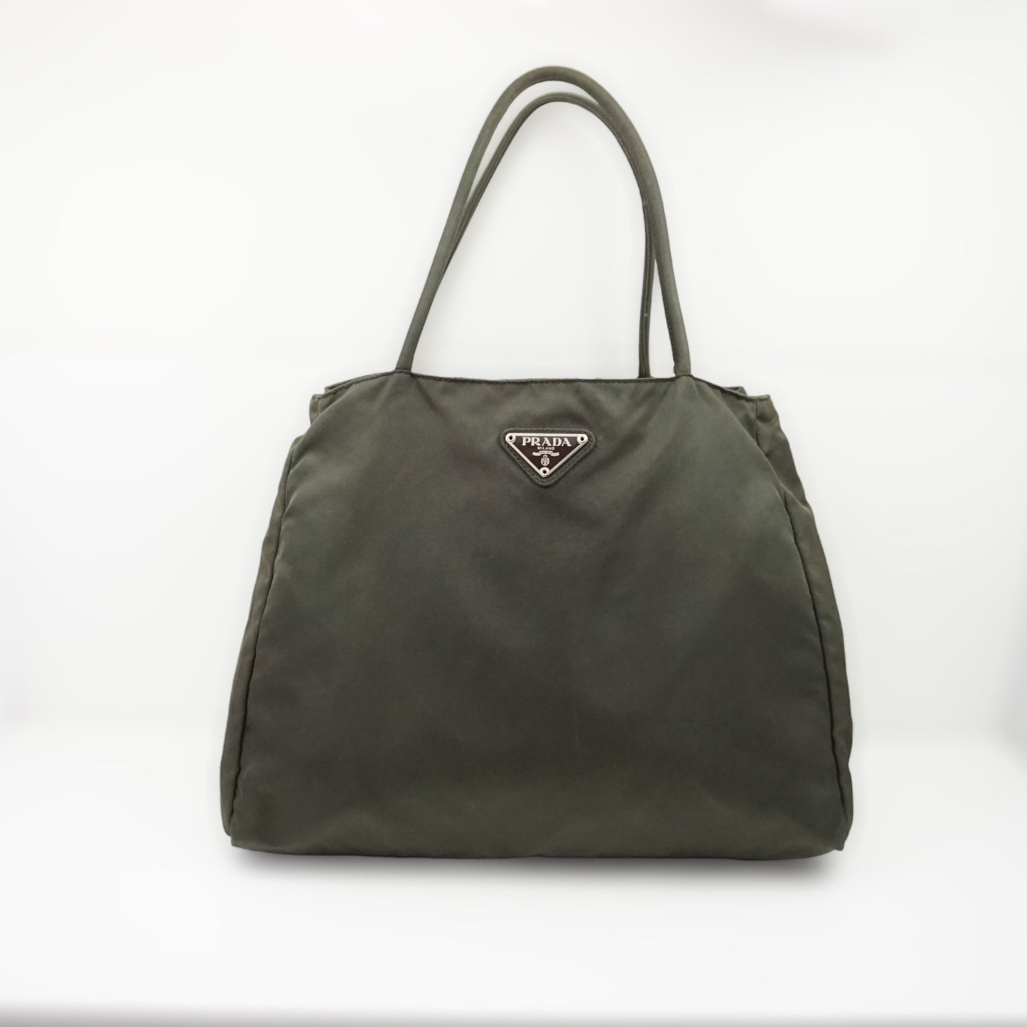 Prada Dark Green Nylon Tote Bag